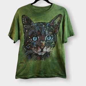 THE Mountain by Dean Russo Tie Dye Graphic Print Cat Tee Tshirt Size Small